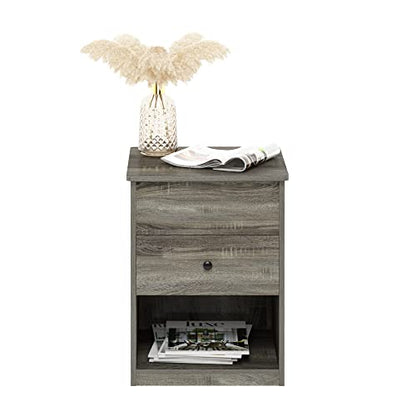 Furinno Jensen Lift Top Nightstand, French Oak Grey - color: French Oak Grey, style: 1-Pack Lift Top