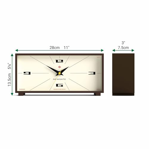 NEWGATE® Thunderbird Desk Clock | Retro Contemporary Rectangular Design | Mocha Brown | Modern mid-Century Style for Desk, Mantel, Table top or Shelf - color: Mocha Brown