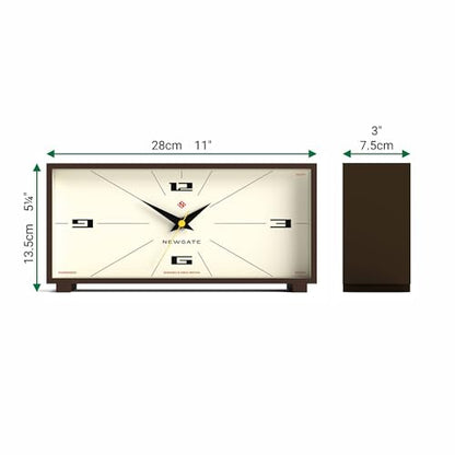 NEWGATE® Thunderbird Desk Clock | Retro Contemporary Rectangular Design | Mocha Brown | Modern mid-Century Style for Desk, Mantel, Table top or Shelf - color: Mocha Brown