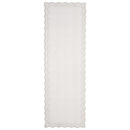 GarveeHome 2.5x10 Scalloped Washable Runner Rug Long Hallway Kitchen Rug | Soft Beige Hall Runner Non Slip Entryway Rug Farmhouse Thin Laundry Mat Stain Resistant Carpet for Bathroom Beside Rug - color: Beige, size: 2'6" x 10' (Rectangular)