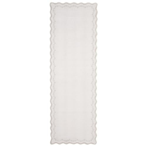 GarveeHome 2x6 Scalloped Washable Runner Rug Non Slip Hallway Kitchen Rug | Soft Beige Runner Entryway Rug Farmhouse Thin Laundry Mat Stain Resistant Carpet for Bedroom Bathroom Beside Rug - color: Beige, size: 2' x 6' (Rectangular)