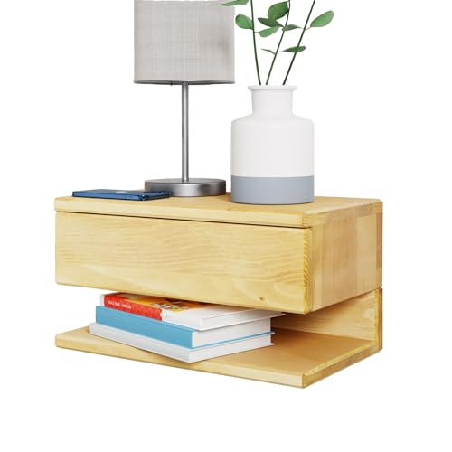 Floating Nightstand Side Accent or End Table with Storage Drawer, Wood Bedside Shelf, Handmade Floating Table (Madrid) - color: Madrid