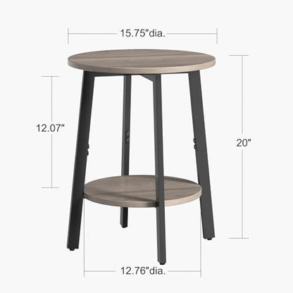 sthmec Side Table Set of 2, Small Round End Table with Storage Shelf for Small Space, 2-Tier Bedside Table Sofa Couch Table, Nighstands Set of 2 Accent Table for Living Room, Bedroom, Grey - color: Grey
