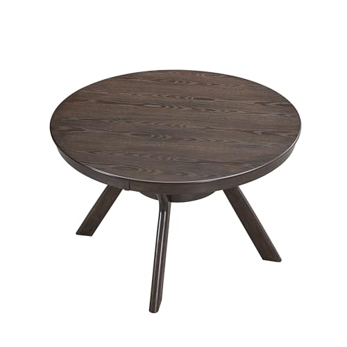 φ47.24 Solid Wood Dining Table for 4 to 6, Round Wooden Kitchen Table with Wooden Trestle Pedestal Base for Dining Room Living Room Furniture- φ47.24 x 29.92 H Brown (Only Table) - color: 47.23 Inches Brown