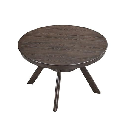 φ47.24 Solid Wood Dining Table for 4 to 6, Round Wooden Kitchen Table with Wooden Trestle Pedestal Base for Dining Room Living Room Furniture- φ47.24 x 29.92 H Brown (Only Table) - color: 47.23 Inches Brown