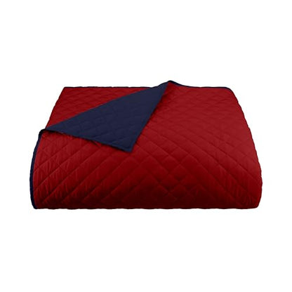 Martex Reversible Coverlet, Full Queen, Red/Navy | Lightweight, Durable, Soft, Easy Care, Reversible - color: Blue, size: Full/Queen