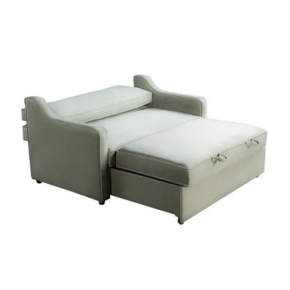 Serta® Santa Cruz 62.2" Convertible Loveseat, Full-Size, Recessed Track Arms, Dream Coil® Comfort, Fingerguard® Pinch Point Protection, Soft Velvet Fabric, Sage