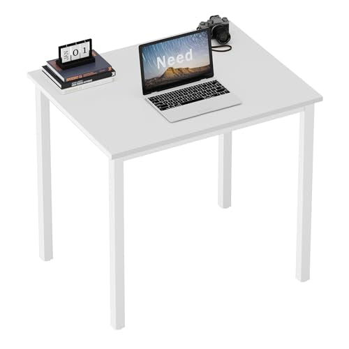 Need Small Computer Desk for Home Office 31.5 Inch Gaming Desk White | White Frame Sturdy and Heavy Duty Writing Desk for Small Spaces, Sturdy Writing Table for Home Office or Study Breakroom - color: White & White Frame, size: 31.5x23.6 inch