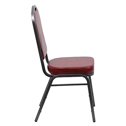 Flash Furniture Hercules Vinyl Crown Back Stackable Banquet Chair, Burgundy | Silver Vein Frame, Vinyl Upholstery - color: Burgundy Vinyl/Silver Vein Frame, size: Set of 1