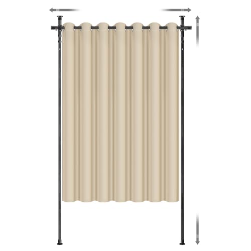 Room Divider Curtain and Rod Set - 6 x 10.2FT Adjustable Wall Divider Rod & Soft Privacy Curtains, Portable Easy to Install Room Separations for Room Blackout