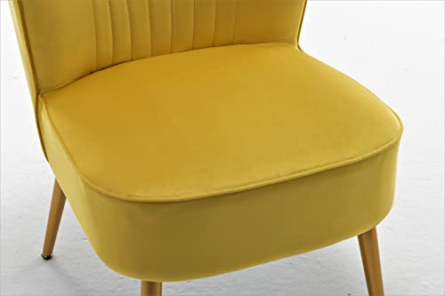 Container Furniture Direct Modern Velvet Accent Chair for Living Room, Bedroom, or Entryway, Stylish and Comfortable Armless Design with Metal Legs, Yellow - color: Yellow