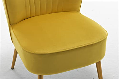 Container Furniture Direct Modern Velvet Accent Chair for Living Room, Bedroom, or Entryway, Stylish and Comfortable Armless Design with Metal Legs, Yellow - color: Yellow