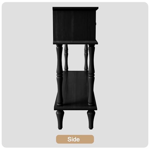 ARTPOWER 47" Mid-Century Console Table, 2 Drawers and Open Shelf, Black | Entryway Table with Storage, Narrow Behind Couch Table for Living Room, Foyer, Hallway - color: Black