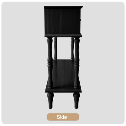 ARTPOWER 47" Mid-Century Console Table, 2 Drawers and Open Shelf, Black | Entryway Table with Storage, Narrow Behind Couch Table for Living Room, Foyer, Hallway - color: Black