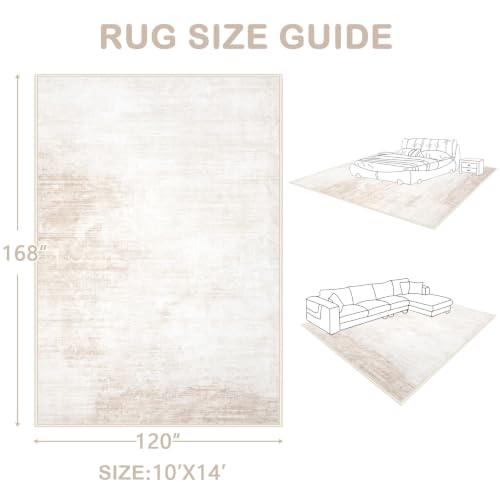 Area Rugs 10x14 Living Room: Washable Rug Modern Abstract Large Rugs Soft Non Slip Neutral Rug Stain Resistant Indoor Carpet for Bedroom Kitchen Dining Room Home Office Rugs(Beige, 10'x14') - color: Beige, size: 10' x 14' (Rectangular)