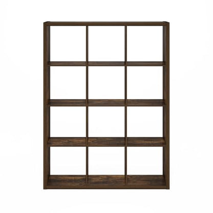 Furinno Cubicle Book Shelf, 12-Cube Bookshelf, Extra Thick Frame Reversible Bookcase with Open Back, 14.6" x 44" x 58", for Living Room, Bedroom, Home Office, Amber Pine - color: Amber Pine, size: 12-Cube