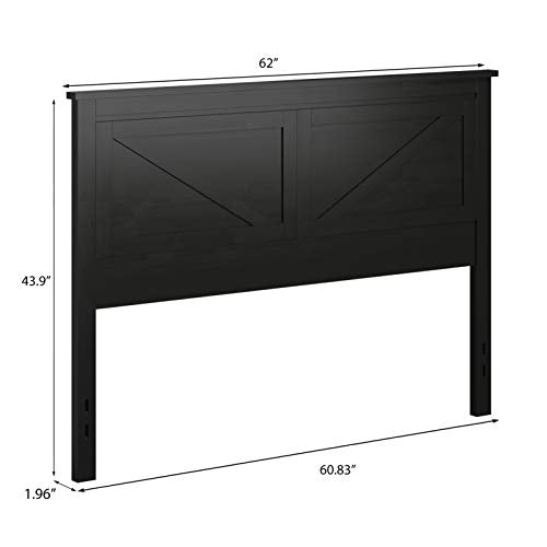 Glenwillow Home Farmhouse Style Wood Panel Headboard in Black - Queen Size - color: Ebony/Black, size: Queen