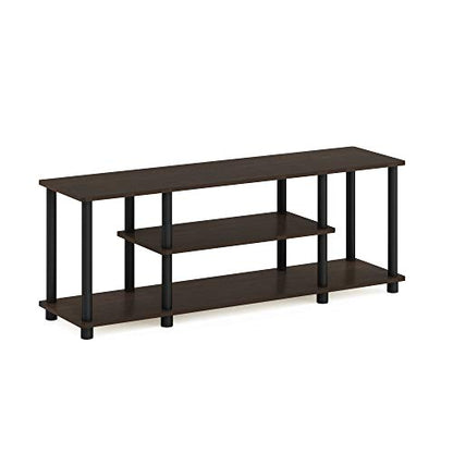 Furinno Turn-N-Tube No Tools 3D 3-Tier Entertainment TV Stand up to 50 inch TV, Round Tubes, Dark Brown / Black | for TV up to 50 Inch, Open Frame Rectangular Entertainment Center with Storage Shelf, TV Console, for Living Room, Bedroom - color: Dark Brow