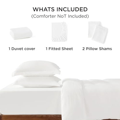 Bedsure Duvet Cover King Size with Fitted Sheet - 4 Pieces Prewashed Cotton-Like Extra Soft Bedding Set, Includes 1 Duvet Cover 104x90 Inches with Zipper Closure, 2 Pillow Shams, 1 Fitted Sheet, White - color: 00 - White (No Comforter), size: King (With F