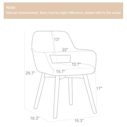 Desk Chair No Wheels Comfy Accent Chair for Living Room Bedroom Dining Home Office Vanity Chair Mid Century Modern Upholstered Armchair (Angora White, 1) - color: Rabbit Fur White