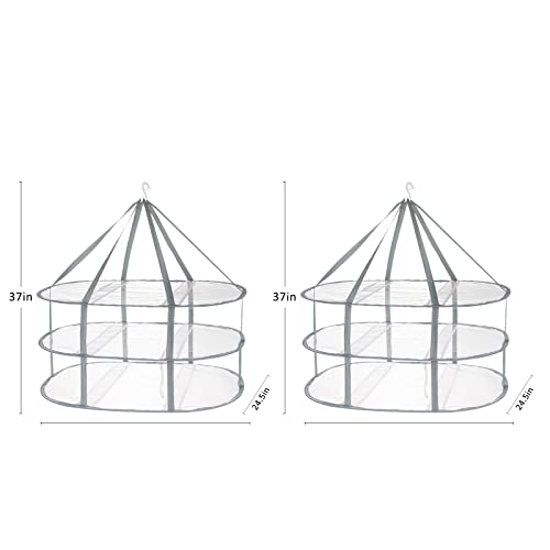 2 Pack 3-Tier Folding Mesh Clothes Hanging Dryer, Sweater Drying Rack, Large Laundry Drying Rack, Lay fold Flat Dry Hanger, Mesh Clothes Hanging Dryer - XL(3Tier)+XL(3Tier) - size: XL(3Tier)+XL(3Tier)