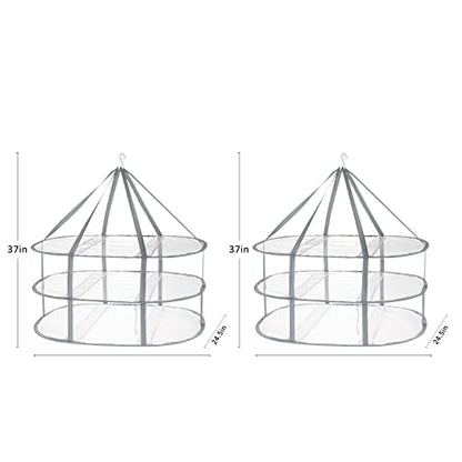 2 Pack 3-Tier Folding Mesh Clothes Hanging Dryer, Sweater Drying Rack, Large Laundry Drying Rack, Lay fold Flat Dry Hanger, Mesh Clothes Hanging Dryer - XL(3Tier)+XL(3Tier) - size: XL(3Tier)+XL(3Tier)