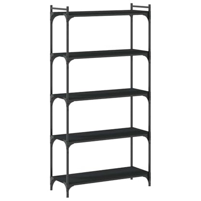 5-Tier Industrial Bookcase, 60.6 Inch Tall Bookshelf with Height Adjustable Shelves and Metal Frame, Matte Black Engineered Wood Shelving Unit for Living Room and Office - color: Black, size: 5-Tier