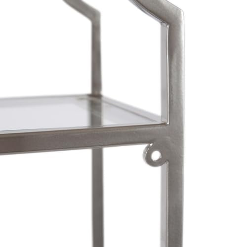 Kate and Laurel Leanna Three-Tiered Wall Shelf; 20 x 32; Silver; Decorative Floating Shelf Storage and Wall Organizer for Bathroom Over Toilet Storage or Display