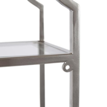 Kate and Laurel Leanna Three-Tiered Wall Shelf; 20 x 32; Silver; Decorative Floating Shelf Storage and Wall Organizer for Bathroom Over Toilet Storage or Display