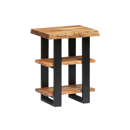 Alaterre Alpine Live Edge Solid Wood 2-Shelf End Table, Natural (AWAA0220) - size: 20"W 3-Tier