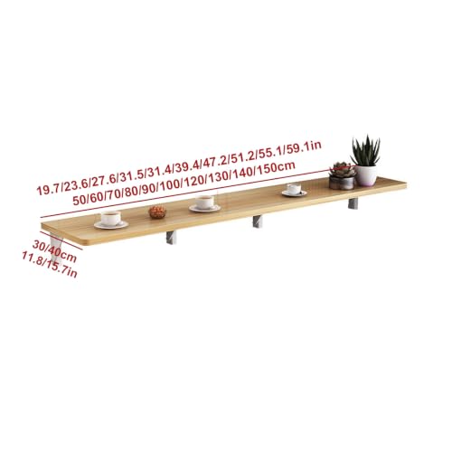 Wall Mounted Folding Table, Space Saving Floating Desk for Small Apartments, Drop Leaf Workbench, Home Office, Laundry, Narrow Long Dining Table, Kitchen Use(130x30cm/51.2x11.8in) - size: 130x30cm/51.2x11.8in