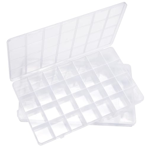 Eppingwin 28 Grids Bead Organizer, Craft Organizers and Storage, Acrylic Organizers, plastic Bead Organizer Box for Crafts Organizing Storing (2 Pack) - color: 28 grids(2 P)