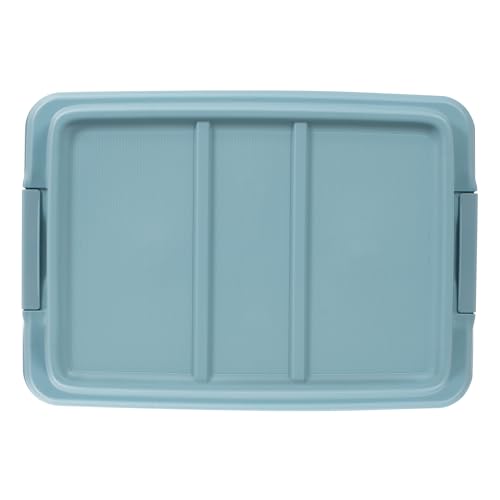 Hefty 18 Quart Hi-Rise Storage Bin with Lid, Stackable Plastic Container for Home, Office, and Classroom Organization, 8 Pack, Smoke Blue - size: 18 QT - 8 Pack