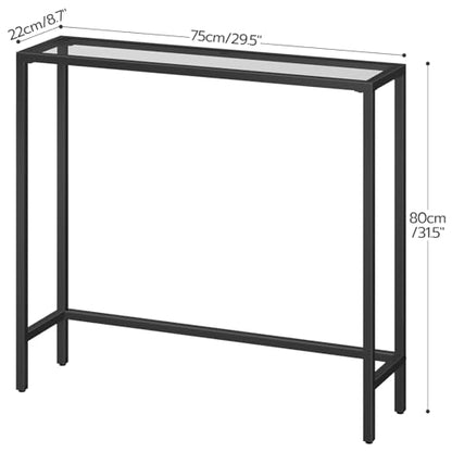 HOOBRO 29.5" Narrow Console Table, Modern Sofa Table Behind Couch, Tempered Glass Entryway Table, Small Side Table for Entrance, Living Room, Foyer, Hallway, Bedroom, Black BK07XG01 - color: Black
