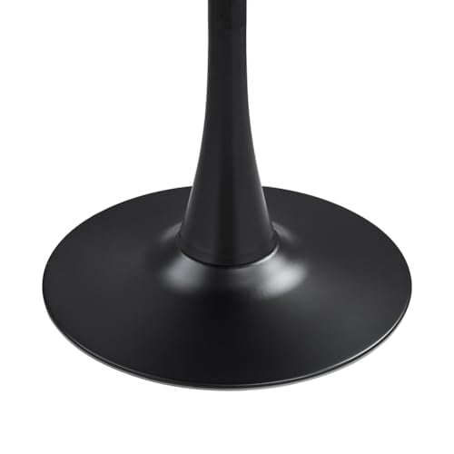 27.3" Tulip Dining Table, Black, Perfect for 2-4 People, Mid-Century Modern Style, Round MDF Top with Sturdy Base for Dining Room, Living Room, Cafe - size: 27.3"