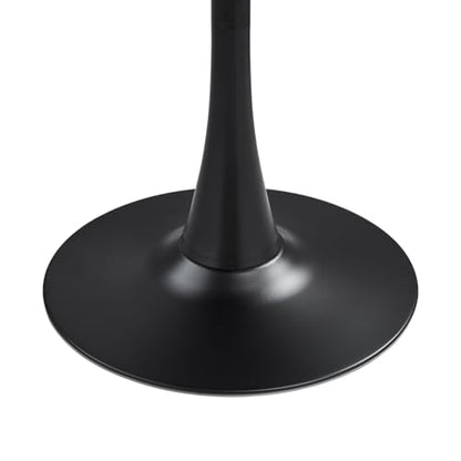 23.4" Tulip Dining Table, Black, Perfect for 2-4 People, Mid-Century Modern Style, Round MDF Top with Sturdy Base for Dining Room, Living Room, Cafe - size: 23.4"