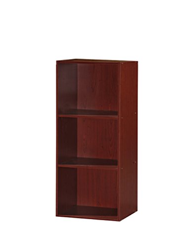 Hodedah 3-Shelf Bookcase in Mahogany - color: Mahogany, size: 3-Shelf
