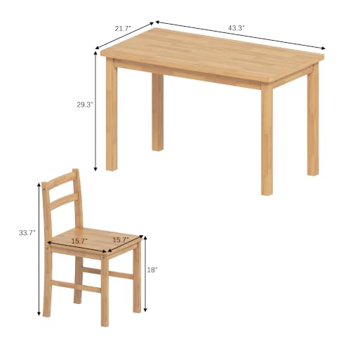 Small Desk with Chair, 43.3" Solid Wood Home Office Desk and Chair Set, Farmhouse Computer Desk with Chairs for Small Spaces, Study Table for Bedroom, Workstation for Home Office, Natural - size: 43.3" Desk with Chair