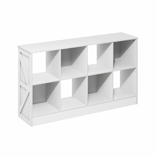 Furinno Jensen Book Shelf, 8-Cube Farmhouse Bookshelf, Display Bookcase, 11.8 x 47.6 x 26.8, for Living Room, Bedroom, Home Office, White - color: White, size: 8-Cube Farmhouse
