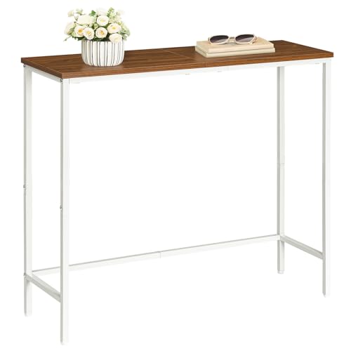 HOOBRO Narrow Console Table, 29.5" Small Entryway Table, Thin Sofa Table, Side Table, Display Table, for Hallway, Bedroom, Living Room, Foyer, White and Walnut WH75XG01 - color: White + Walnut