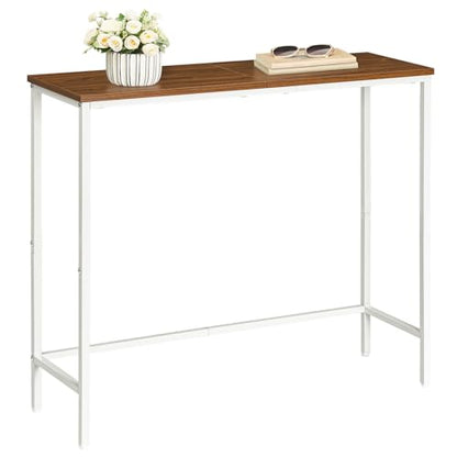 HOOBRO Narrow Console Table, 29.5" Small Entryway Table, Thin Sofa Table, Side Table, Display Table, for Hallway, Bedroom, Living Room, Foyer, White and Walnut WH75XG01 - color: White + Walnut