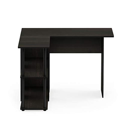 Furinno Abbott L-Shape Computer Desk with Bookshelf, Espresso/Black | Bookshelf, Computer Desk, Office Desk, for Home Office, Bedroom - color: Espresso/Black, style: Plastic Poles