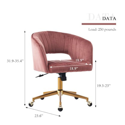 Eifizek Velvet Office Desk Chair, Modern Adjustable Home Desk Chair with Wheels, Swivel Vanity Chair for Bedroom, Office, Vanity Study (Bean Paste Red) - color: Bean Paste Red