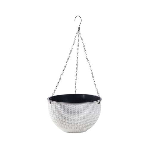 Rattan Styles Hanging Planter, Resin Small Hanging Flower Pot | Kangnice Rattan Styles Hanging Planter, Resin Small Hanging Flower Pot - color: White