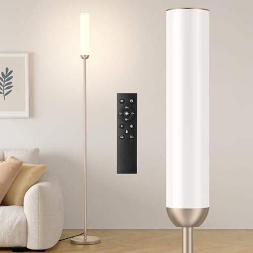 LED Floor Lamp with Remote Control, Foot Switch, Champagne Gold | Stepless Adjustable 3000K-6500K Colors,30-100% Brightness,Memory functions,14.5W light power,Standing lamp,Bedrooms,Office - color: Champagne Gold, size: 65 inches