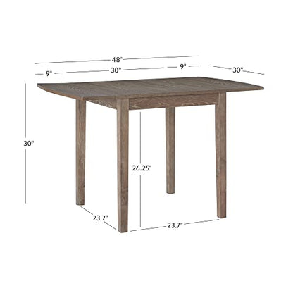 Linon Torino Greywash 30" Square Drop Leaf Table - 30" X 48" Fully Extended - color: Greywash