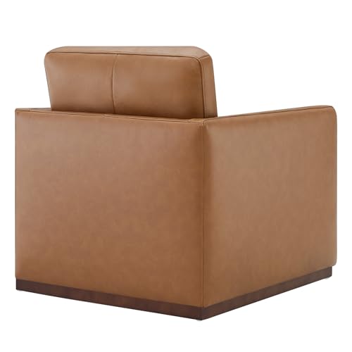 CHITA Genuine Leather Swivel Chair, Wood Frame, Fully Assembled, Saddle | Leather Arm Chair with 360° Swivel Solid Wood Base, Mid Century Modern Living Room Chair, 33"Dx30"Wx33"H, 300 Lb Capacity - color: Saddle