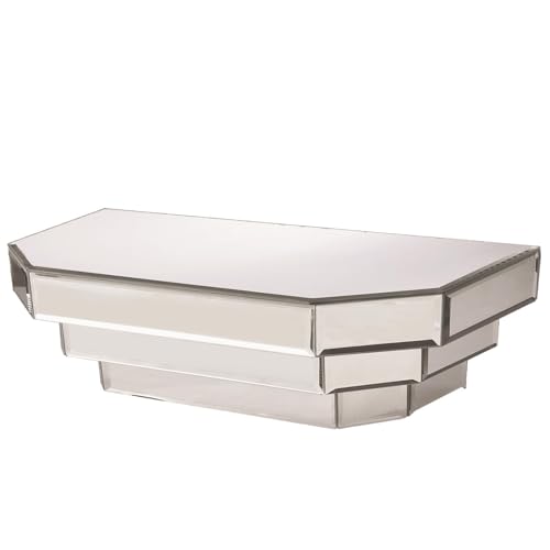 Howard Elliott Collection Mirrored Floating Wall Shelf for Home Decor, Silver Wall Mounted Modern Glass Shelf, Decorative Mirror Shelf for Living Room, Bathroom and Entryway, 6 x 16 x 7 Inch