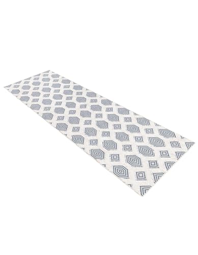Rugs.com - Sabrina Soto Casa Rug – 8 Ft Runner Navy Blue Textured Cotton Runner Modern Geometric Design, Perfect for Hallways and Entryways - color: Navy Blue, size: 2'3" x 8' (Runner)