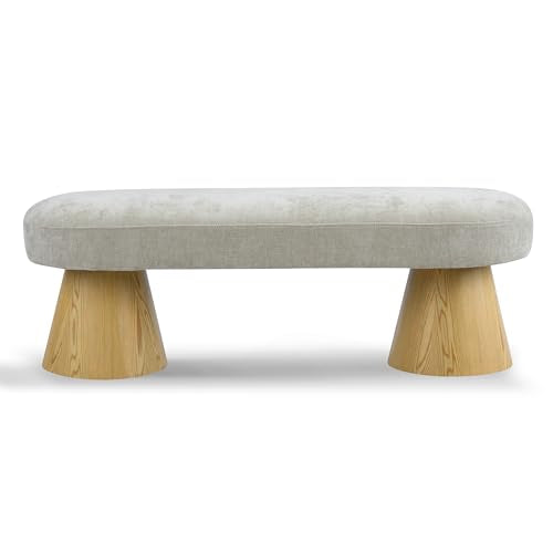 Christopher Knight Home Manila Chenille Upholstered Dining Bench, Modern Ottoman Bench, Wooden Entryway Bench, Comfort Long Spfa Footstool for Living Room Dining Room, No Assembly Needed, Oatmeal - color: Oatmeal/49"